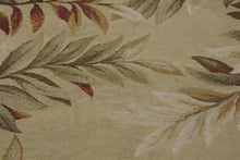 Load image into Gallery viewer, Large Tropical Botanical Area Rug Beige Rust Green Leaf Pattern 63 x 92