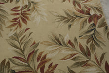 Load image into Gallery viewer, Large Tropical Botanical Area Rug Beige Rust Green Leaf Pattern 63 x 92