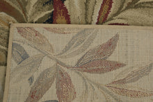 Load image into Gallery viewer, Large Tropical Botanical Area Rug Beige Rust Green Leaf Pattern 63 x 92