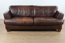 Load image into Gallery viewer, Brown Leather Sofa 90 Inch Modern Transitional Couch