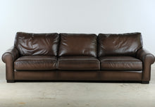Load image into Gallery viewer, Pottery Barn Brown Leather Extra Large Sofa 109 Inch - Online Only