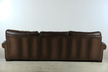 Load image into Gallery viewer, Pottery Barn Brown Leather Extra Large Sofa 109 Inch - Online Only