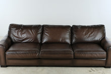 Load image into Gallery viewer, Pottery Barn Brown Leather Extra Large Sofa 109 Inch - Online Only