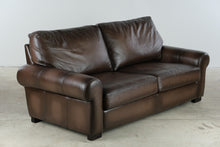 Load image into Gallery viewer, Pottery Barn Brown Leather Loveseat - Online Only