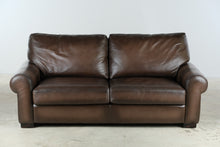 Load image into Gallery viewer, Pottery Barn Brown Leather Loveseat - Online Only