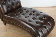 Load image into Gallery viewer, Tufted Leather Chaise Lounge, Brown Button Tufted Accent Chaise