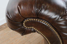 Load image into Gallery viewer, Tufted Leather Chaise Lounge, Brown Button Tufted Accent Chaise
