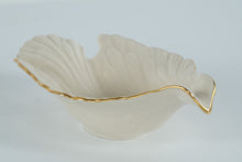 Load image into Gallery viewer, Lenox Dove Collection Porcelain Dish – 8" Ivory Sculpted Dove Bowl w/ 24K Gold Trim, Made in USA