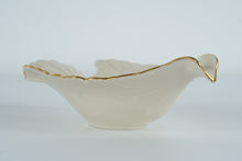 Load image into Gallery viewer, Lenox Dove Collection Porcelain Dish – 8" Ivory Sculpted Dove Bowl w/ 24K Gold Trim, Made in USA