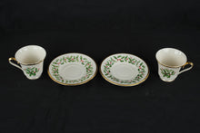 Load image into Gallery viewer, Lenox Holiday Cup and Saucer Set 2 Holly Berry Gold Trim USA