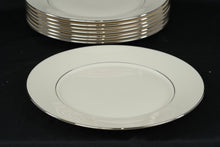 Load image into Gallery viewer, Lenox Maywood Dinner Plates Set of 8 Ivory Platinum Trim 11 Inch USA