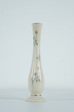 Load image into Gallery viewer, Lenox “Rose Manor” Bud Vase – 7.5" Ivory Porcelain with Pink Rose Florals & 24K Gold Trim