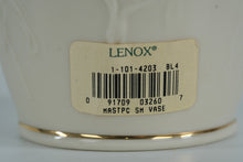 Load image into Gallery viewer, Lenox Masterpiece Collection Small Vase – 7.5" Ivory Embossed Floral Porcelain w/ 24K Gold Trim, Made in USA