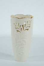 Load image into Gallery viewer, Lenox Westbury Vase – 7" Ivory Porcelain Pierced Floral Vase w/ 24K Gold Trim, Made in USA