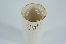 Load image into Gallery viewer, Lenox Westbury Vase – 7" Ivory Porcelain Pierced Floral Vase w/ 24K Gold Trim, Made in USA