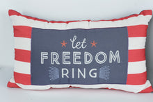 Load image into Gallery viewer, Set of 2 Patriotic “Let Freedom Ring” Lumbar Pillows – Red White & Blue Americana Decor