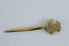 Load image into Gallery viewer, Virginia Metalcrafters Brass Letter Opener – Ornate Pierced Handle – 9” Desk Accessory