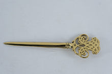 Load image into Gallery viewer, Virginia Metalcrafters Brass Letter Opener – Ornate Pierced Handle – 9” Desk Accessory