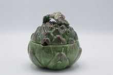 Load image into Gallery viewer, Italian Style Majolica Artichoke Covered Serving Bowl Green Ceramic 5 5 Inch