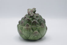 Load image into Gallery viewer, Italian Style Majolica Artichoke Covered Serving Bowl Green Ceramic 5 5 Inch