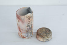 Load image into Gallery viewer, Contemporary Studio Pottery Lidded Vessel Handbuilt Ceramic Sculpture Raku Fired