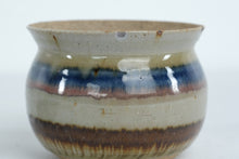 Load image into Gallery viewer, Hand-Thrown Lidded Stoneware Jar with Blue & Earth-Tone Bands
