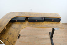 Load image into Gallery viewer, L Shaped Electric Standing Desk with Wood Top and Adjustable Height Base
