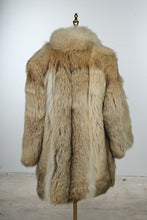 Load image into Gallery viewer, Vintage Genuine Fur Coat Womens Tan Cream Full Collar 32 Inch Length