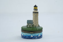 Load image into Gallery viewer, Lighthouse Porcelain Hinged Trinket Box Coastal Nautical Decor