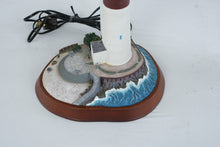 Load image into Gallery viewer, Lighthouse Coastal Table Lamp Nautical Beacon Scene with Fabric Shade