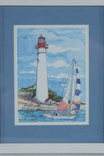 Load image into Gallery viewer, Donna Elias 1994 Cape Hatteras and Cape May Lighthouse Framed Prints Pair