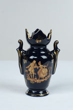 Load image into Gallery viewer, Limoges France Cobalt Blue Porcelain Gold Courting Couple Decorative Vase