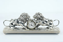 Load image into Gallery viewer, Ottaviani Italian Silver Plate Lion Mantel Clock Neiman Marcus Exclusive