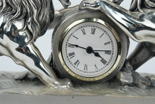 Load image into Gallery viewer, Ottaviani Italian Silver Plate Lion Mantel Clock Neiman Marcus Exclusive