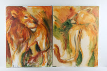 Load image into Gallery viewer, Original Signed Lion and Lioness Diptych Acrylic Paintings on Canvas Pair 30 x 40