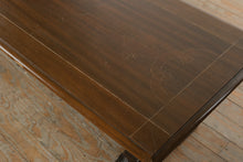 Load image into Gallery viewer, Traditional Trestle Base Coffee Table Wood Inlay Top