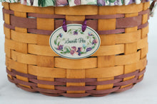 Load image into Gallery viewer, Longaberger Sweet Pea Round Handwoven Basket with Floral Fabric Liner and Wood Handle