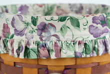 Load image into Gallery viewer, Longaberger Sweet Pea Round Handwoven Basket with Floral Fabric Liner and Wood Handle