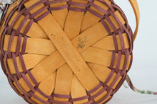 Load image into Gallery viewer, Longaberger Sweet Pea Round Handwoven Basket with Floral Fabric Liner and Wood Handle