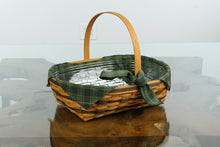 Load image into Gallery viewer, Longaberger 1996 Traditions Collection Hospitality Basket – Green Plaid Liner & Protector Set