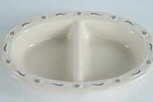 Load image into Gallery viewer, Longaberger Woven Traditions Classic Green 13” Oval Divided Vegetable Bowl