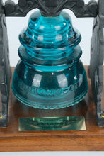 Load image into Gallery viewer, Hemingray-42 Glass Insulator Display on Cast Iron Frame – Lorain Products 40th Anniversary 1936–1976