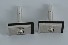 Load image into Gallery viewer, Lot of 3 Vintage Men’s Cufflinks – Red Oval Glass, Monogram “S,” & Black Stone Silver-Tone Pair