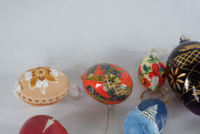 Load image into Gallery viewer, Lot of 11 Decorative Easter Egg Ornaments Hand Painted Glass Wood and Beaded Eggs