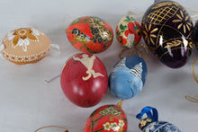 Load image into Gallery viewer, Lot of 11 Decorative Easter Egg Ornaments Hand Painted Glass Wood and Beaded Eggs