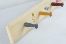 Load image into Gallery viewer, Vintage Folk Art Wood Peg Rack Love Hearts Pineapple House 28 Inch