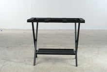 Load image into Gallery viewer, Black Wood Folding Luggage Rack with Lower Shelf 24 x 15 5 x 22