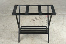 Load image into Gallery viewer, Black Wood Folding Luggage Rack with Lower Shelf 24 x 15 5 x 22