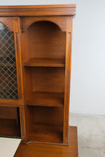 Load image into Gallery viewer, Rare Mid Century Modern Bar Cabinet Hutch with Drop Front Dry Bar and Display Shelves