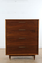Load image into Gallery viewer, Mid Century Modern Walnut 5 Drawer Chest Marina Del Rey Dresser